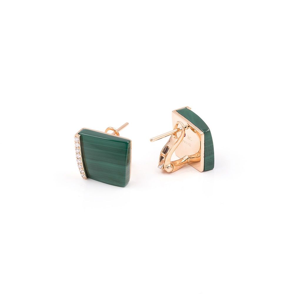 SAUVAGE PRIVE’ EARRINGS WITH MALACHITE AND DIAMONDS