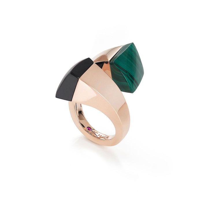 SAUVAGE PRIVE’ RING WITH BLACK JADE AND MALACHITE