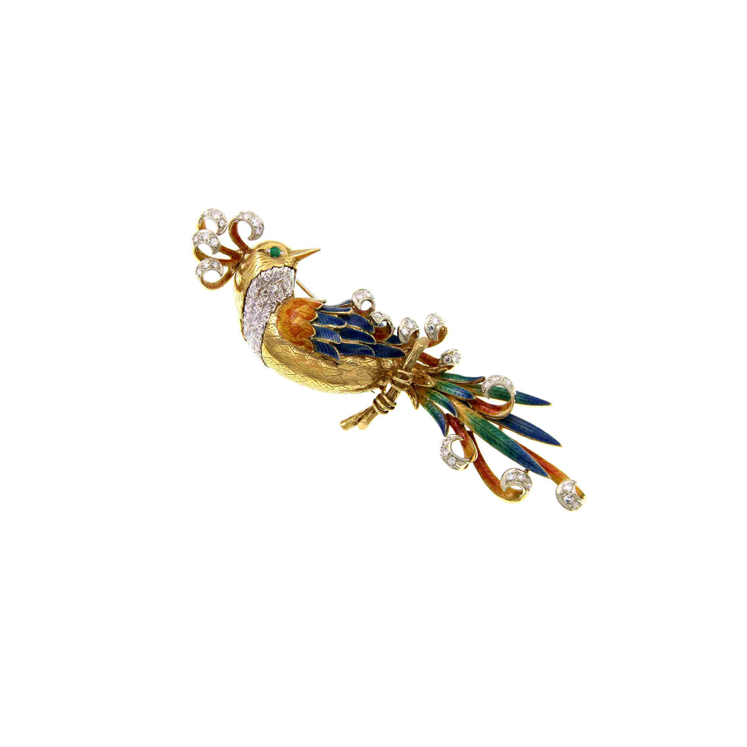 Vintage Gold Brooch with Diamonds
