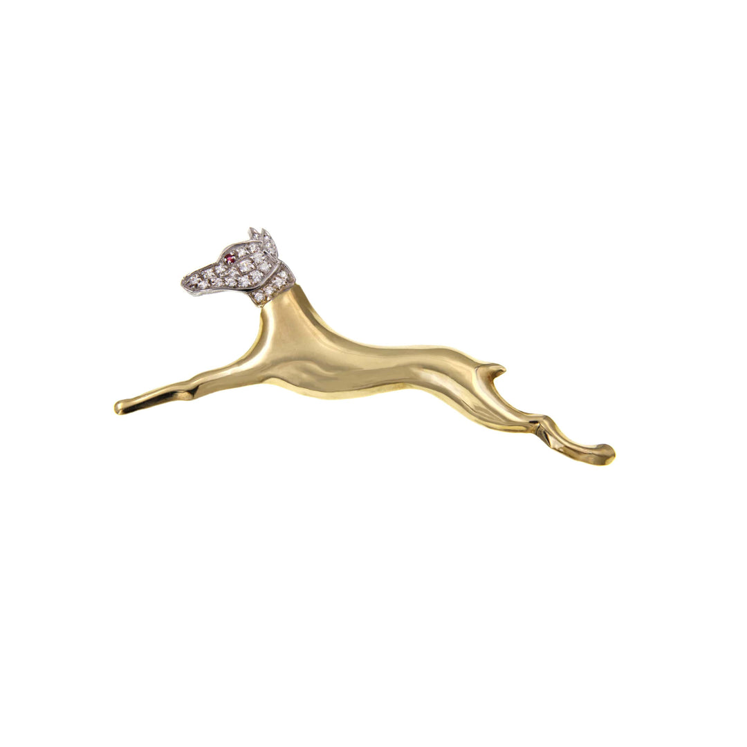 Vintage Gold Brooch with Diamonds