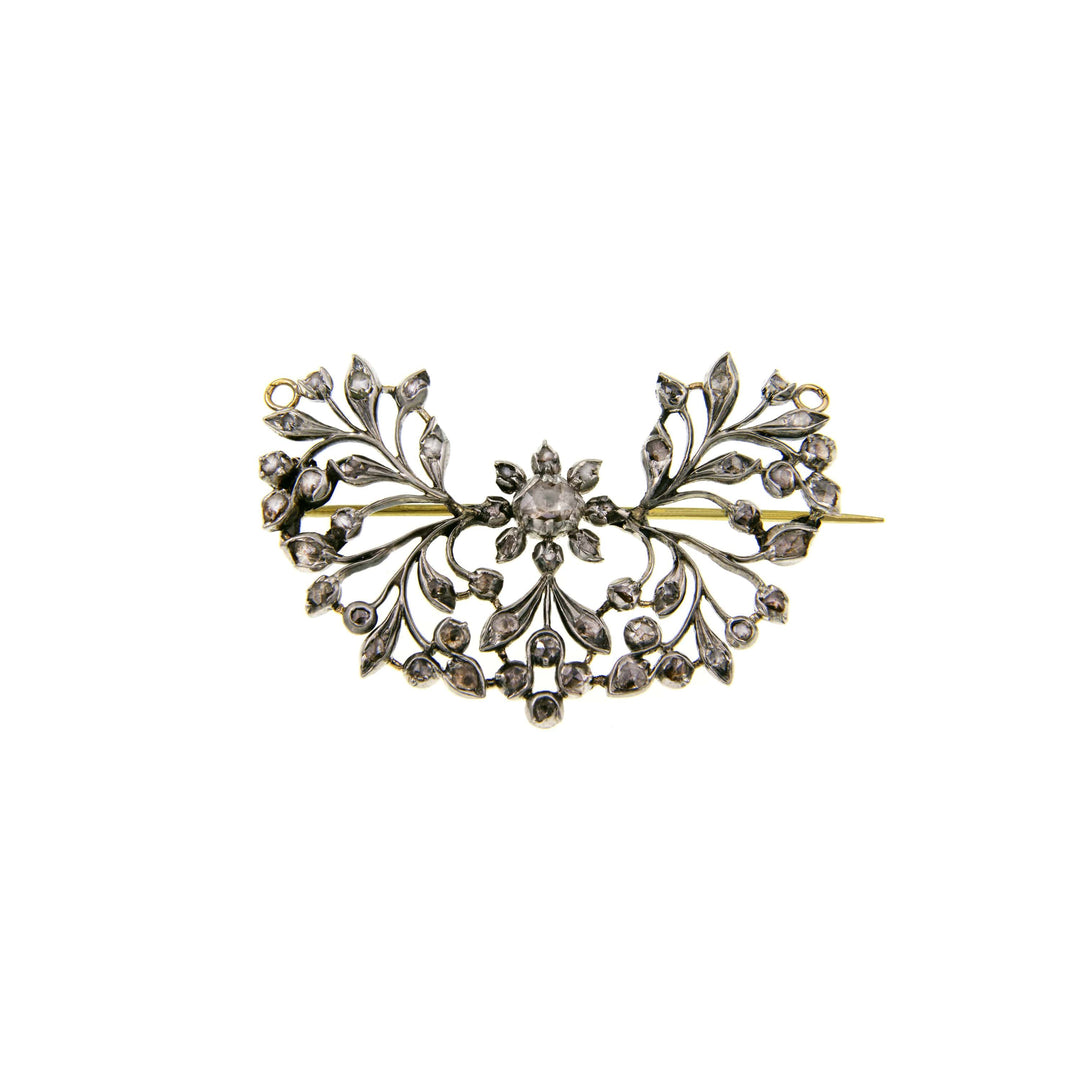 Vintage Gold Brooch with Diamonds