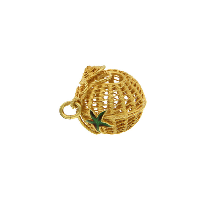 Vintage Gold Pendant with Enamel