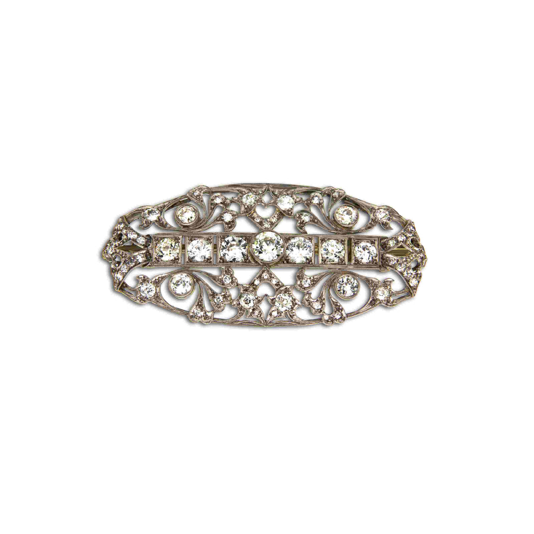 Vintage Gold Brooch with Diamonds