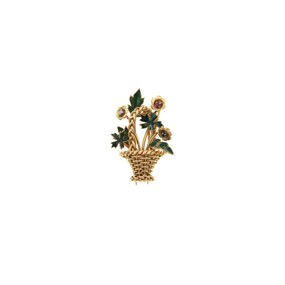 Vintage Gold Brooch with Stones