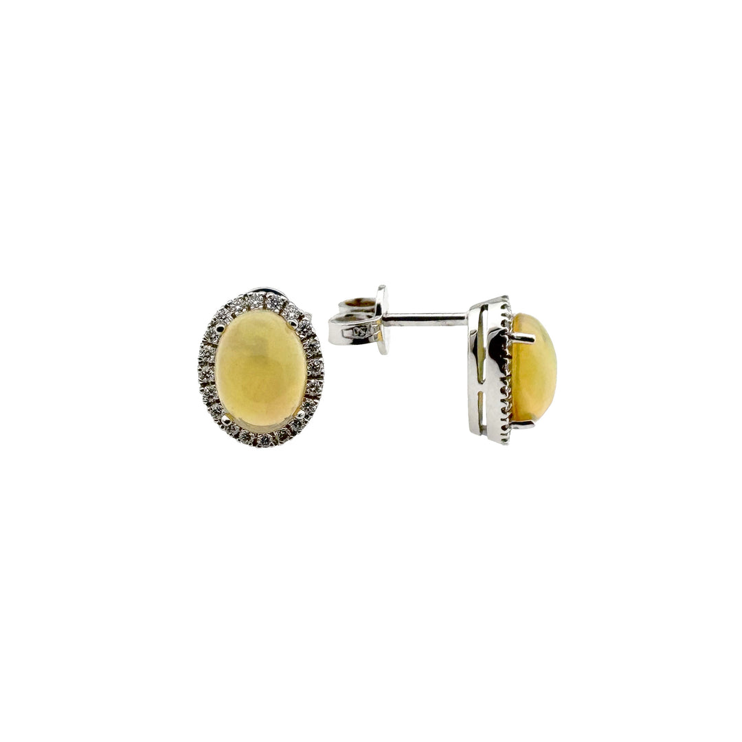 Gold Earrings with Opal