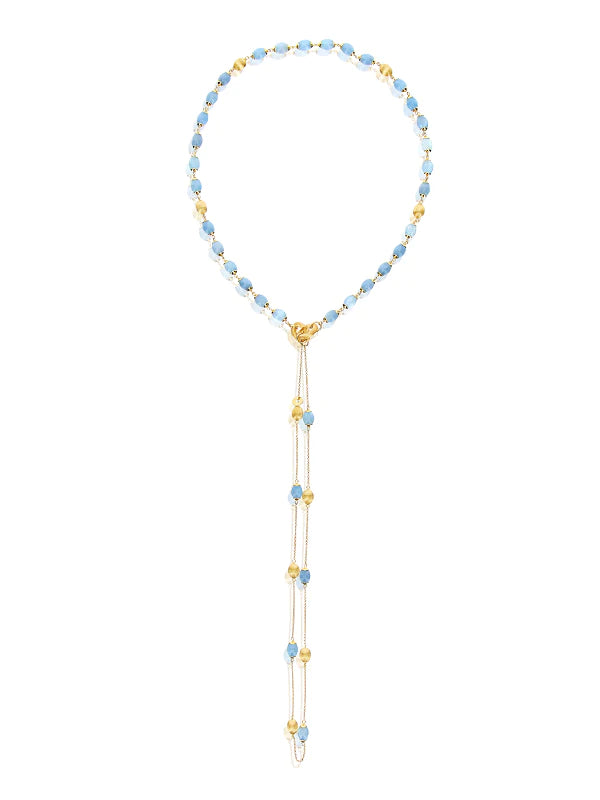 "AZURE" GOLD AND AQUAMARINE 3 IN 1 NECKLACE
