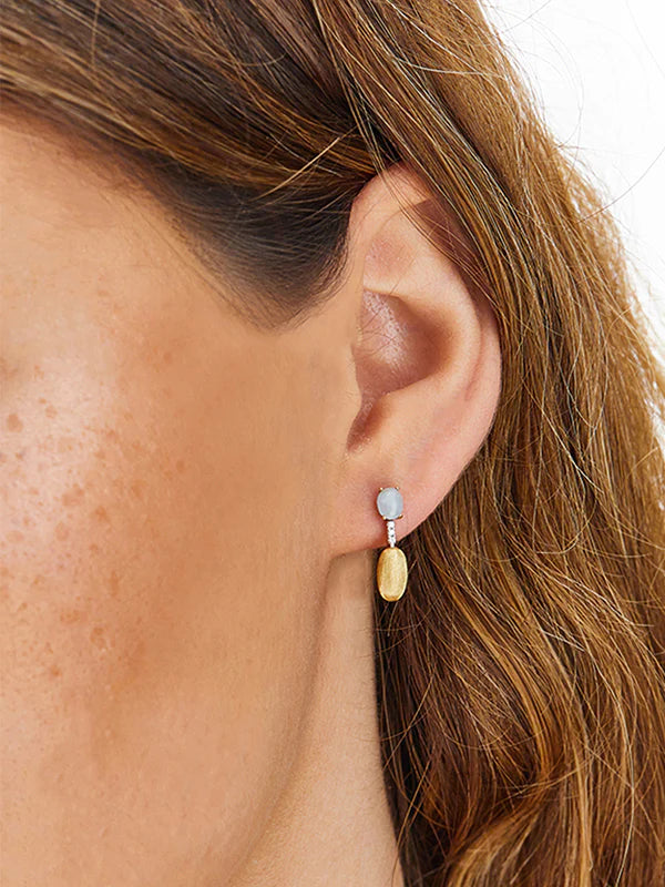 "AZURE" GOLD, AQUAMARINE AND DIAMONDS SHORT EARRINGS