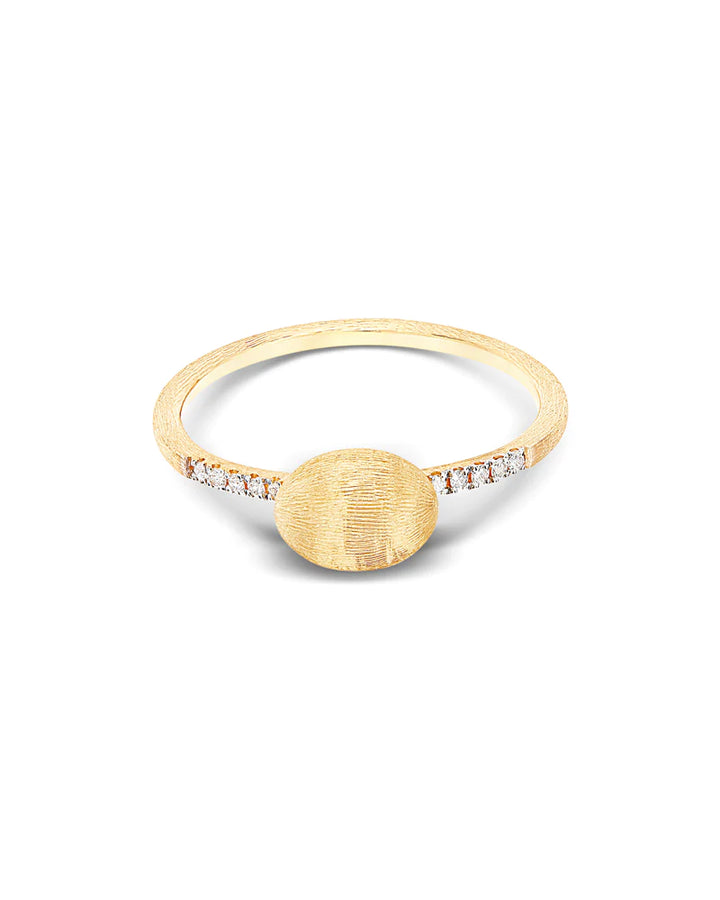 "ÉLITE" SMALL GOLD BOULE AND DIAMONDS PAVÉ RING (SMALL)