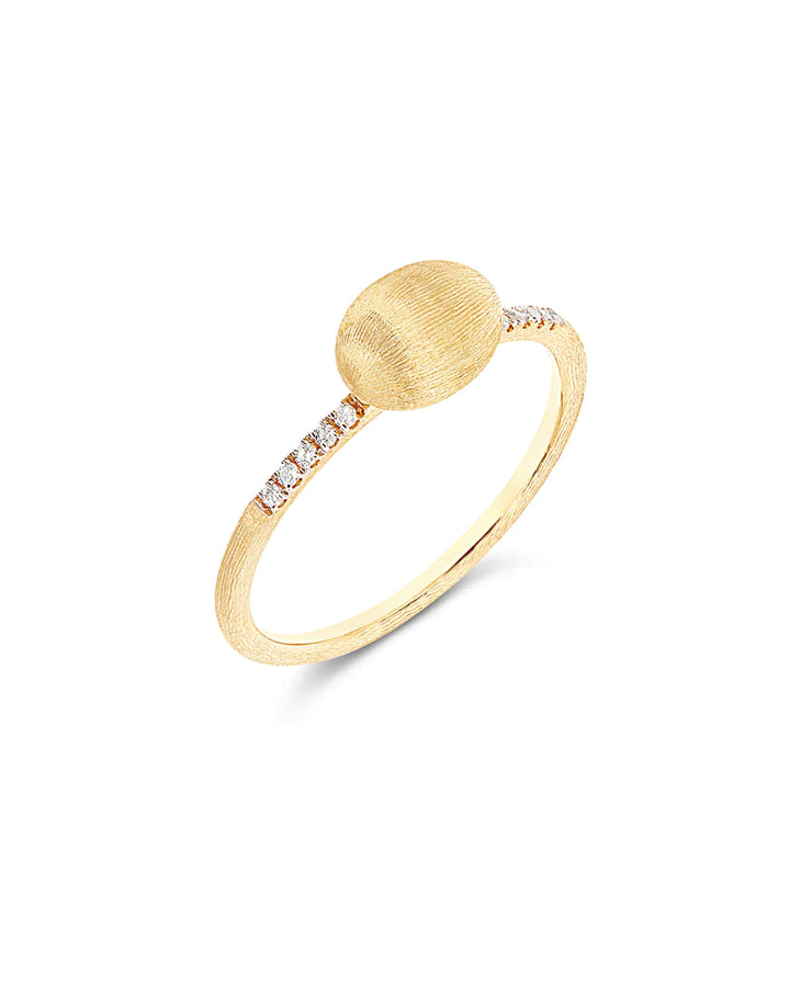"ÉLITE" SMALL GOLD BOULE AND DIAMONDS PAVÉ RING (SMALL)
