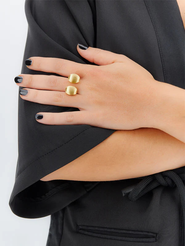 "BUBBLE" STATEMENT RING WITH TWO GOLD BOULES (SMALL)