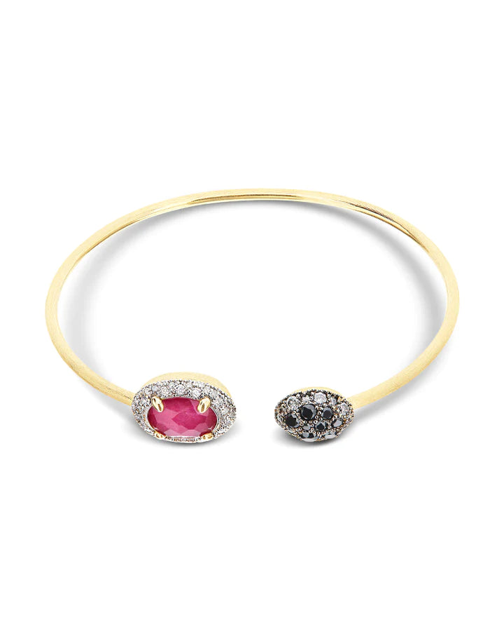 "REVERSE" GOLD, RUBY AND DIAMONDS BANGLE