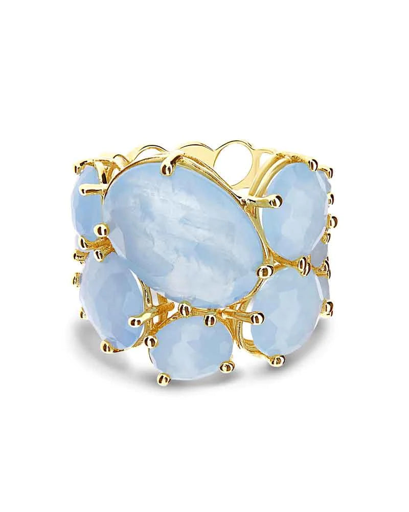 "IPANEMA" GOLD AND AQUAMARINE BAND RING