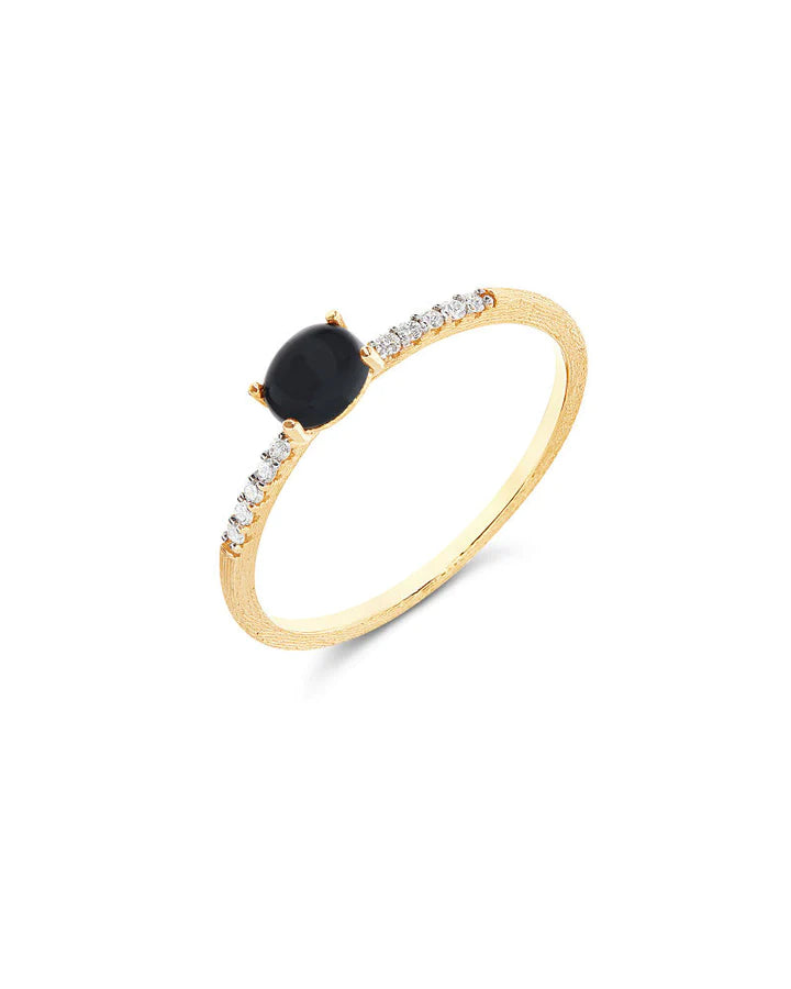 "MYSTERY BLACK" GOLD, DIAMONDS AND BLACK ONYX TINY RING (SMALL)