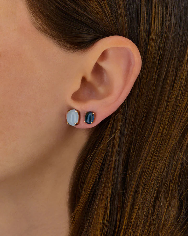 "AZURE" GOLD AND AQUAMARINE STUD EARRINGS