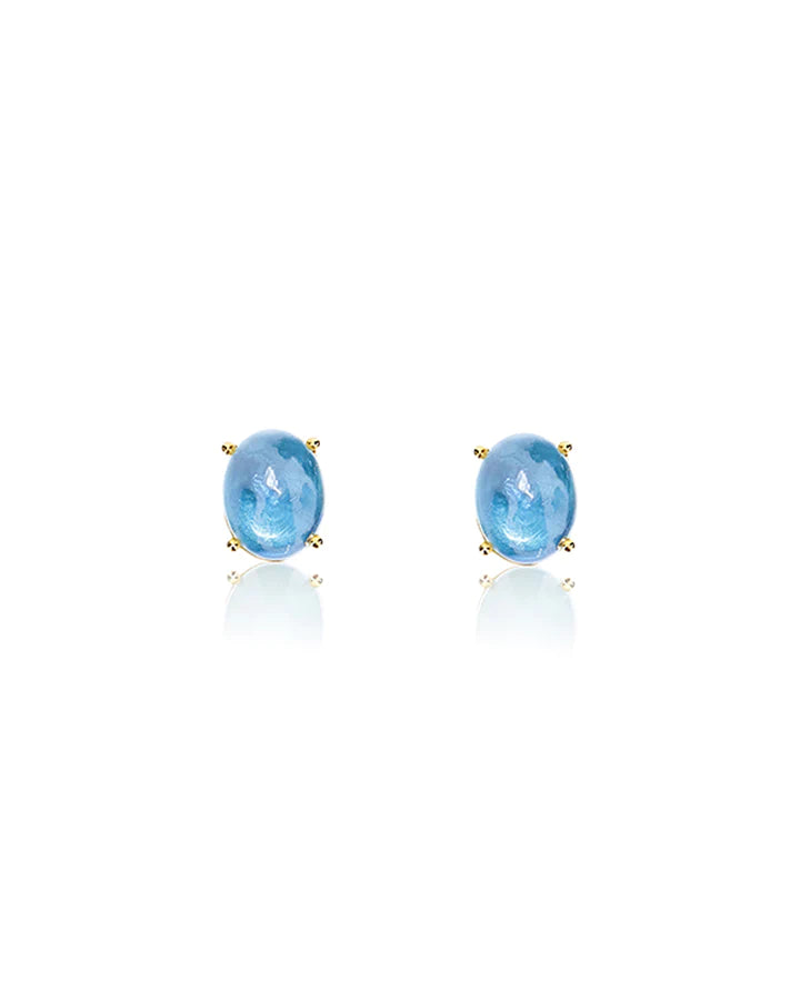"AZURE" GOLD AND LONDON BLUE TOPAZ STUD EARRINGS (SMALL)