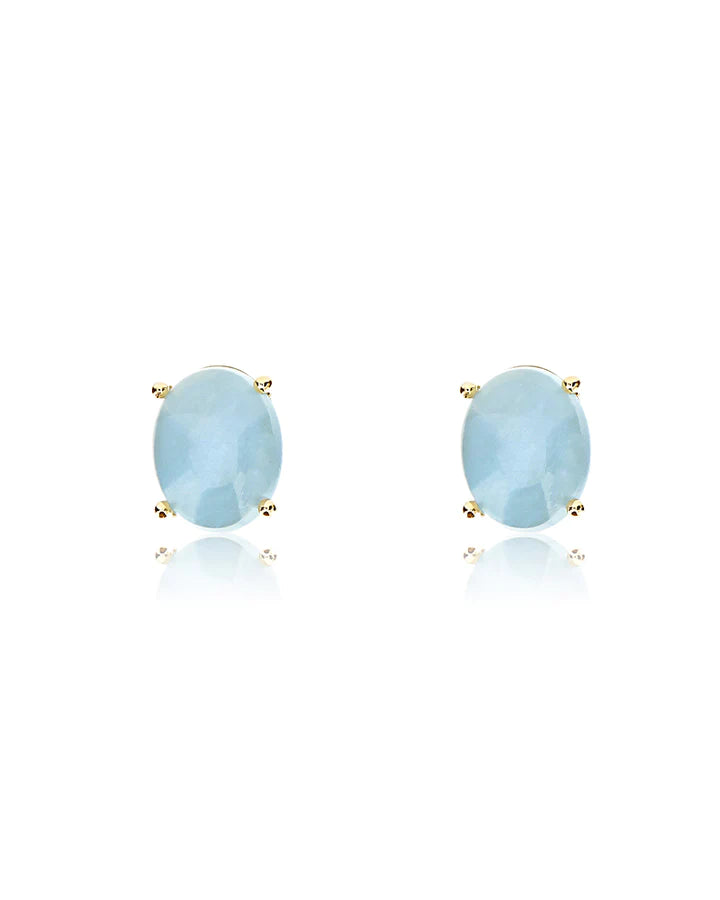 "AZURE" GOLD AND AQUAMARINE STUD EARRINGS