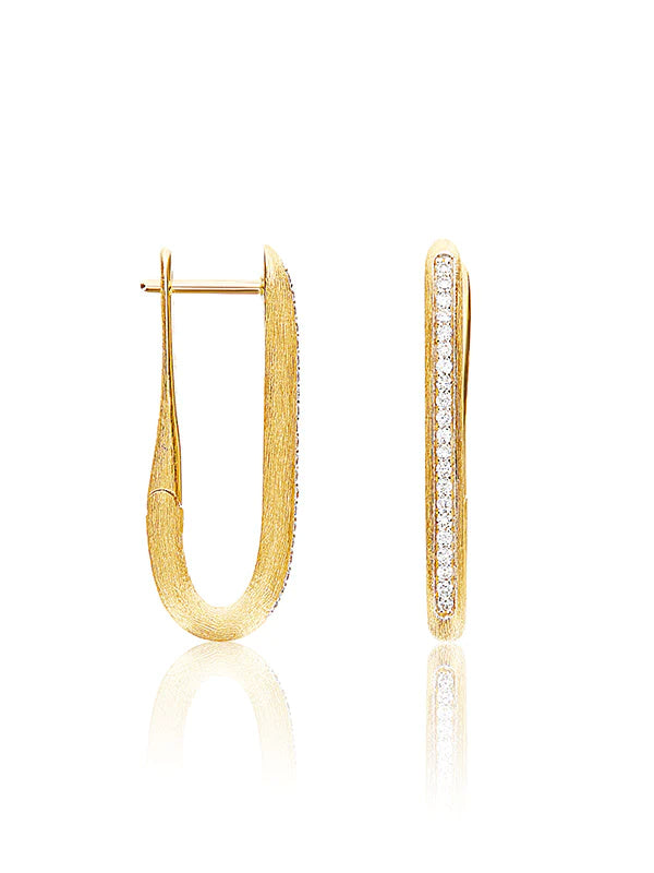 "LIBERA" MEDIUM GOLD SQUARE HOOP EARRINGS WITH DIAMONDS