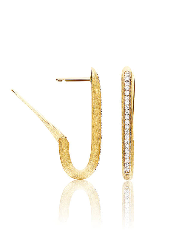 "LIBERA" MEDIUM GOLD SQUARE HOOP EARRINGS WITH DIAMONDS
