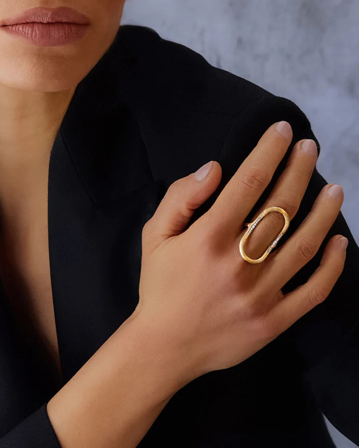 "LIBERA" GOLD AND DIAMONDS OPENED DESIGN RING