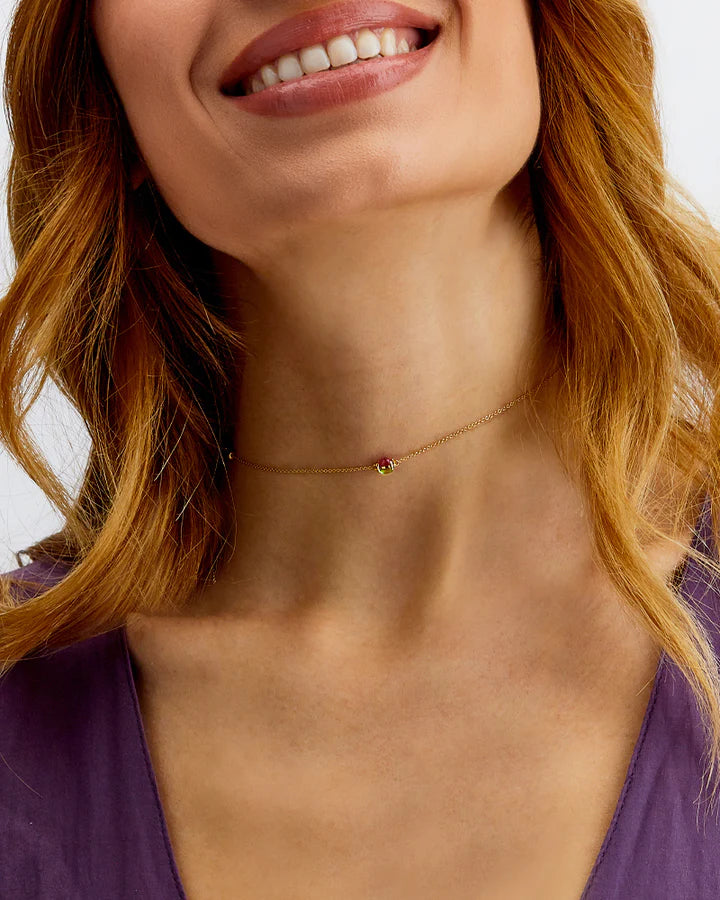 "TOURMALINES" GOLD AND DOUBLE TOURMALINE CABOCHON CHOKER