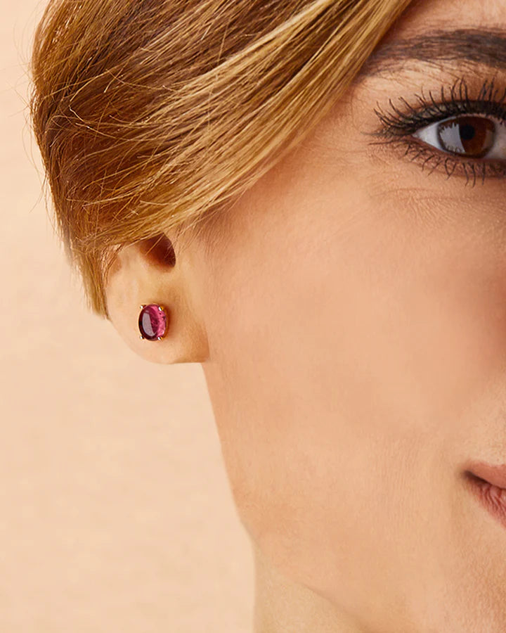 "TOURMALINES" GOLD AND PINK TOURMALINE STUD EARRINGS