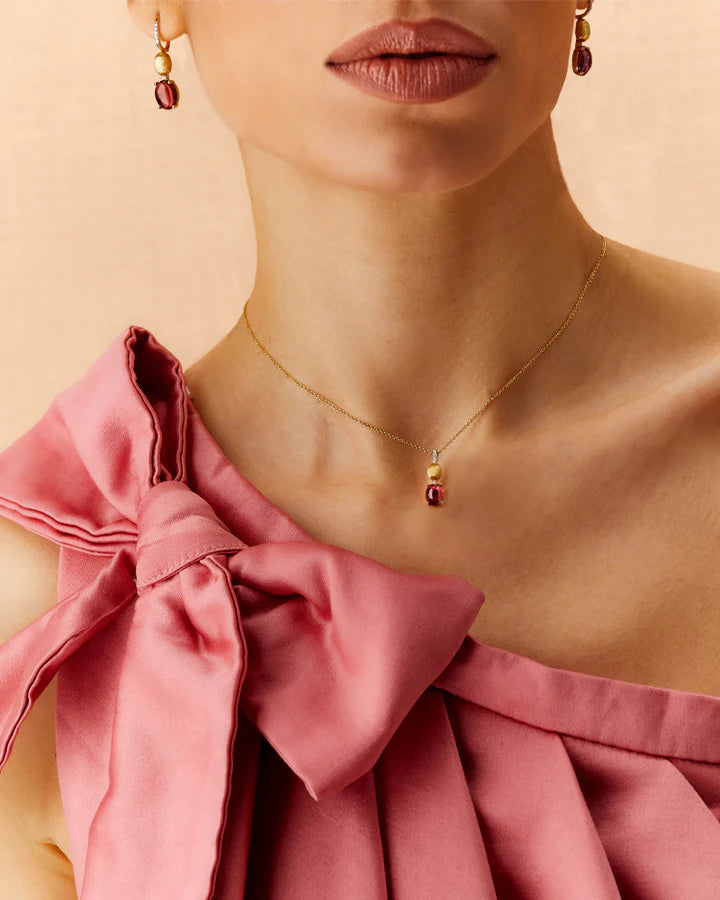 COLLANA "DANCING TOURMALINES" PENDENTE CON CIONDOLO IN ORO, DIAMANTI E TORMALINA ROSA (PICCOLO)