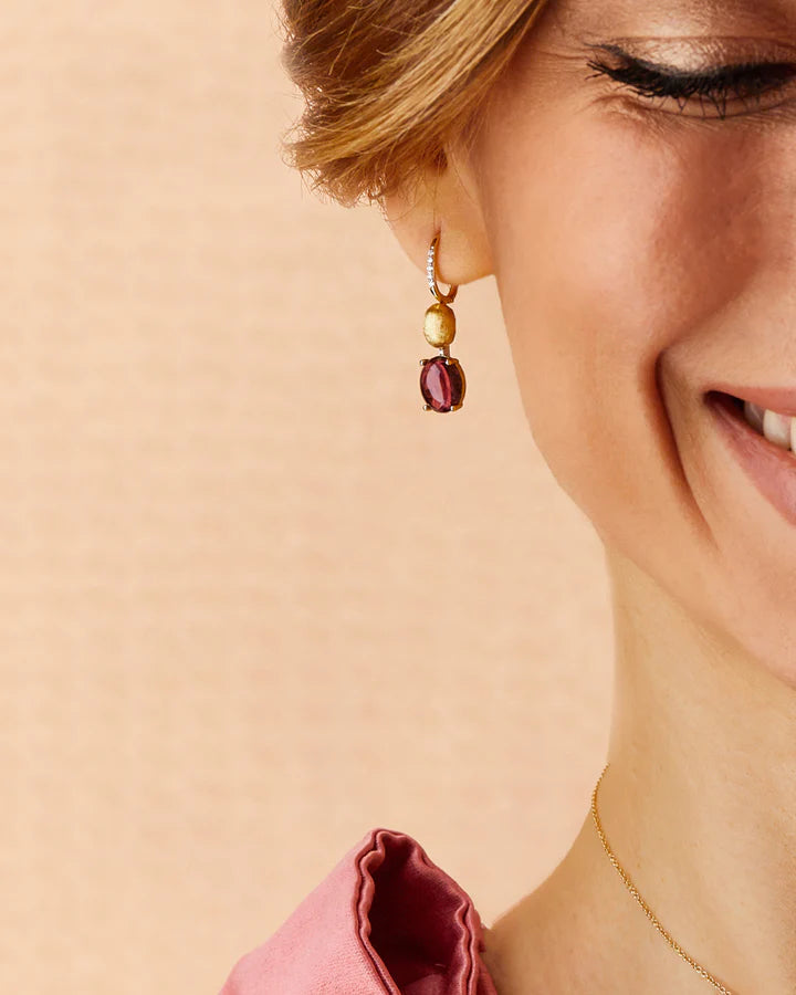 "TOURMALINES" GOLD, DIAMONDS AND PINK TOURMALINE BALL DROP EARRINGS (LARGE)