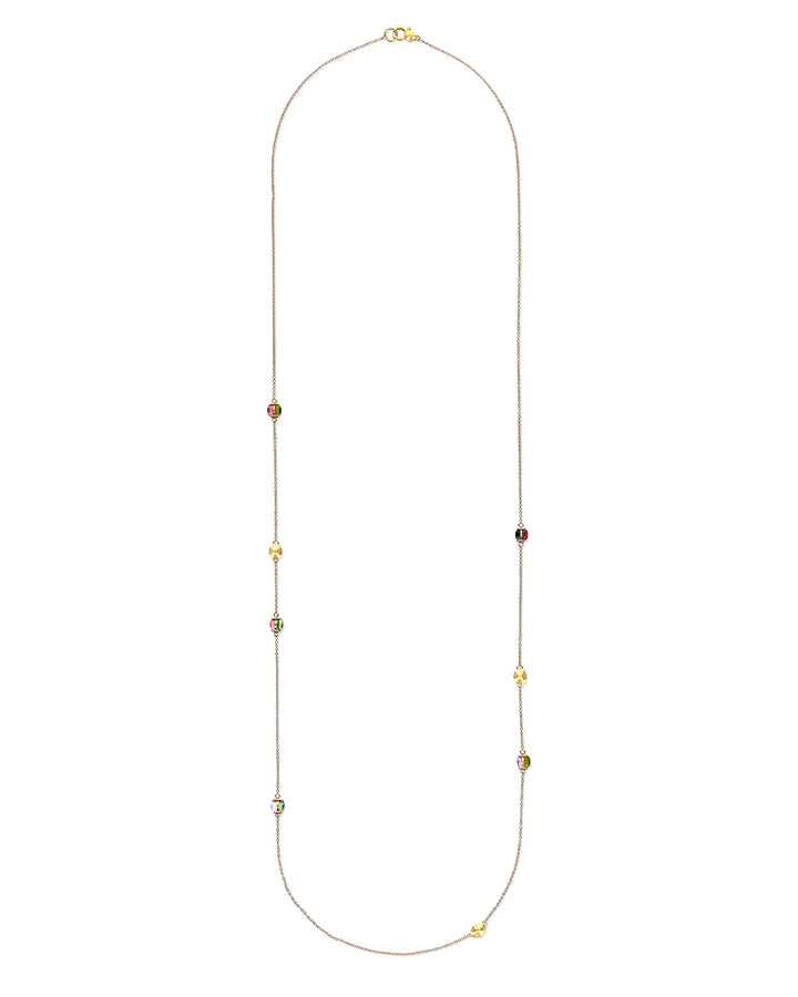 "TOURMALINES" GOLD AND TOURMALINE COLORFUL LONG NECKLACE