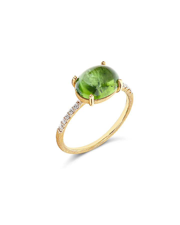 "TOURMALINES" GOLD, DIAMONDS AND GREEN TOURMALINE RING (LARGE)