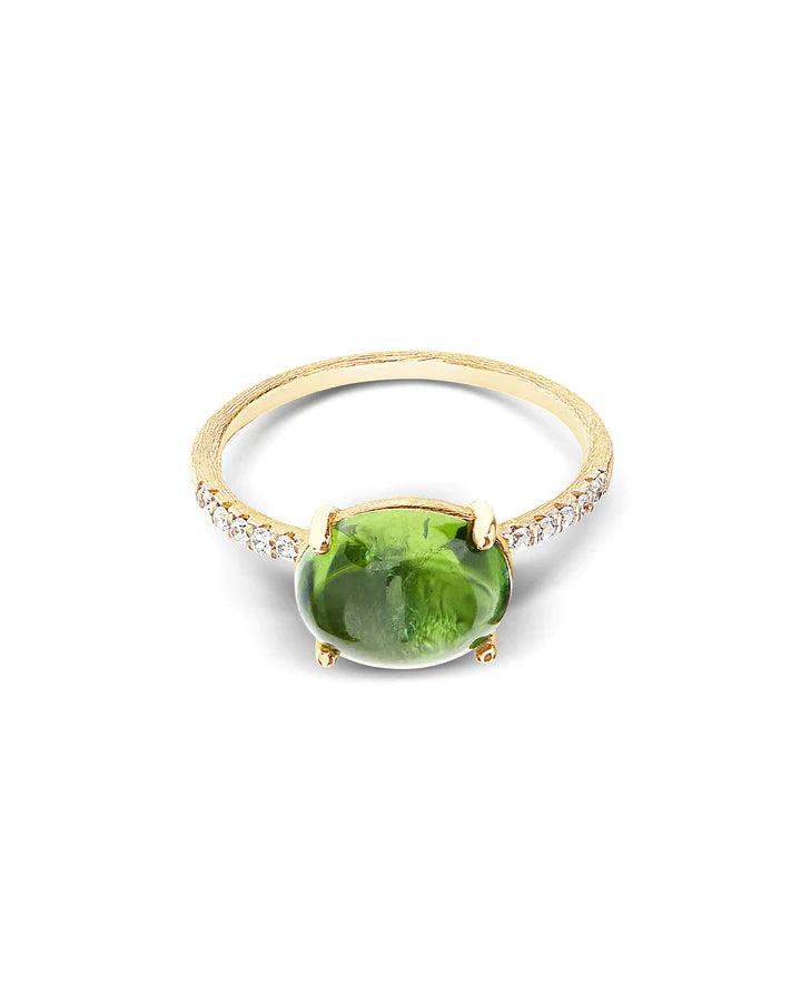 "TOURMALINES" GOLD, DIAMONDS AND GREEN TOURMALINE RING (LARGE)