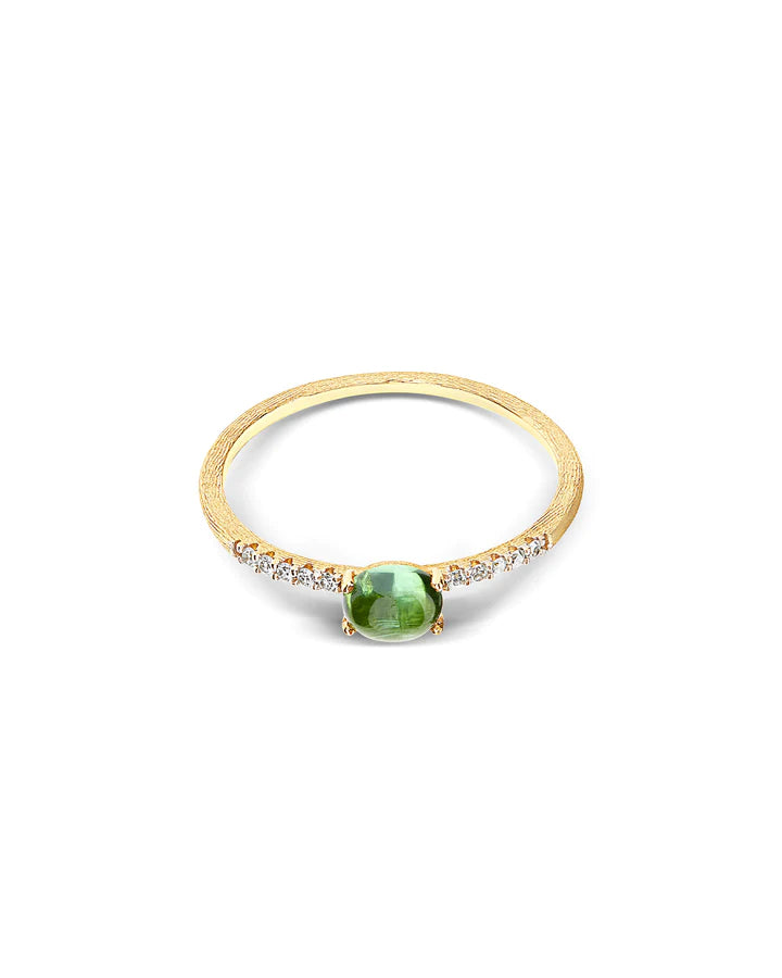 ANELLO "DANCING TOURMALINES" IN ORO, DIAMANTI E TORMALINA VERDE (PICCOLO)