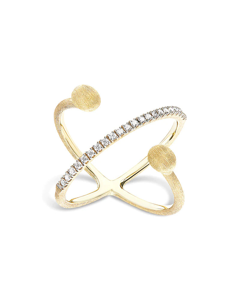 "ÉLITE" GOLD AND DIAMONDS CRISS CROSS RING (SMALL)