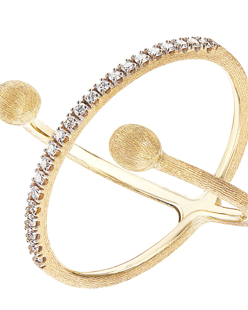 "ÉLITE" GOLD AND DIAMONDS CRISS CROSS RING (SMALL)