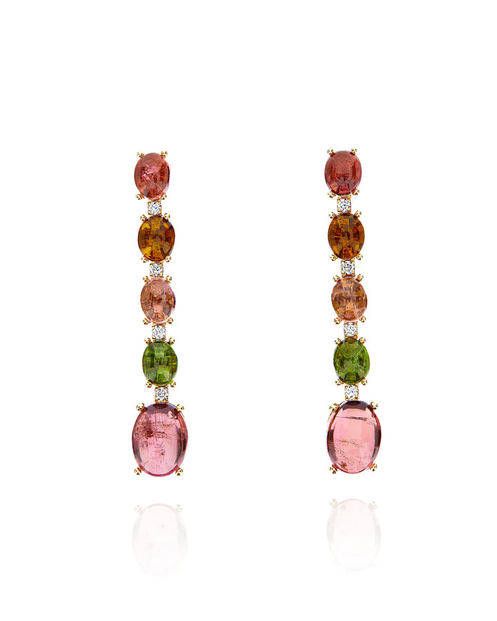 "TOURMALINES" GOLD, DIAMONDS AND TOURMALINE COLORFUL EARRINGS