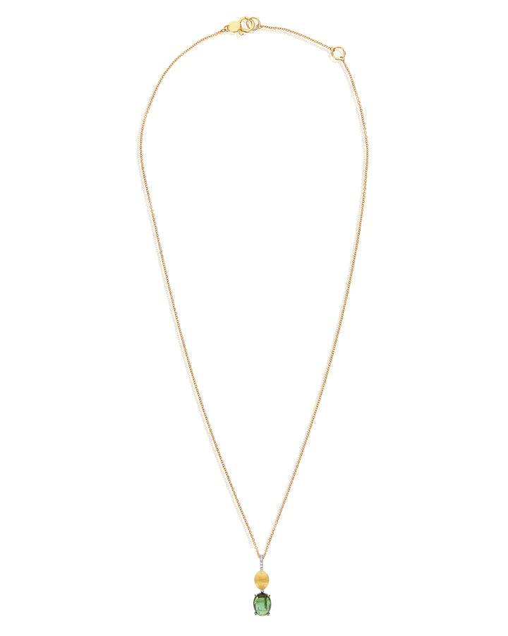 "TOURMALINES" GOLD, DIAMONDS AND GREEN TOURMALINE NECKLACE (BIG PENDANT)