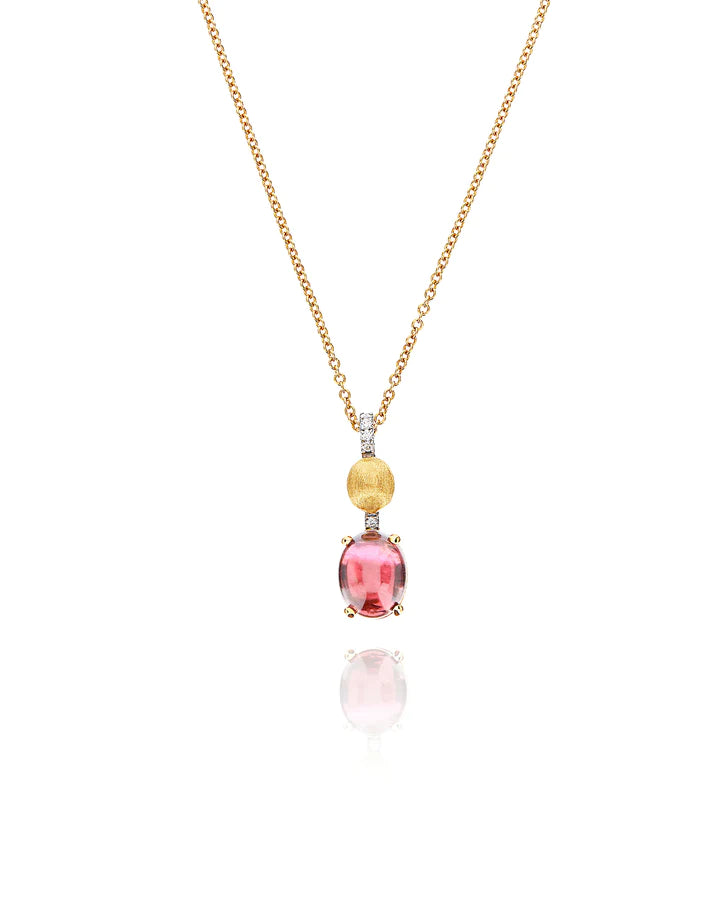 COLLANA "DANCING TOURMALINES" PENDENTE CON CIONDOLO IN ORO, DIAMANTI E TORMALINA ROSA (PICCOLO)