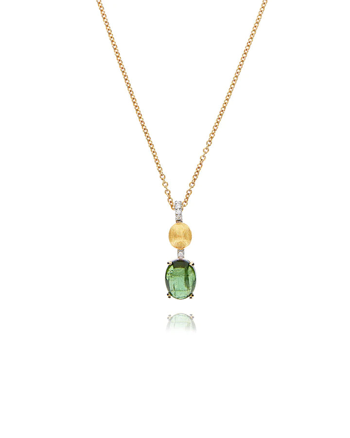 "TOURMALINES" GOLD, DIAMONDS AND GREEN TOURMALINE NECKLACE (SMALL PENDANT)