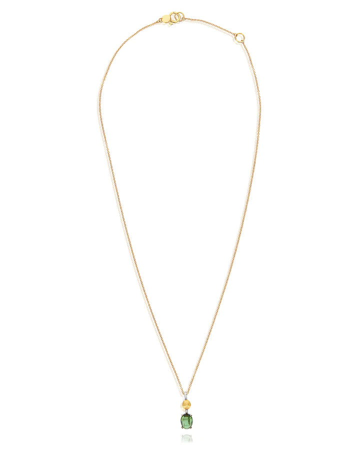 "TOURMALINES" GOLD, DIAMONDS AND GREEN TOURMALINE NECKLACE (SMALL PENDANT)