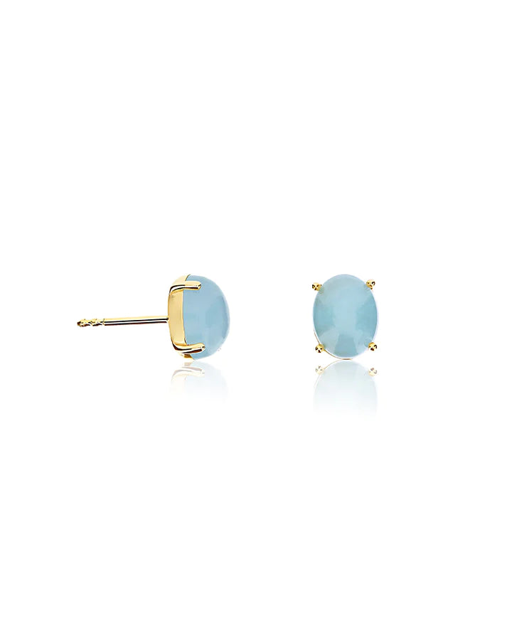 "AZURE" GOLD AND AQUAMARINE STUD EARRINGS (SMALL)