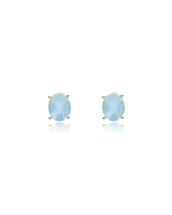 "AZURE" GOLD AND AQUAMARINE STUD EARRINGS (SMALL)