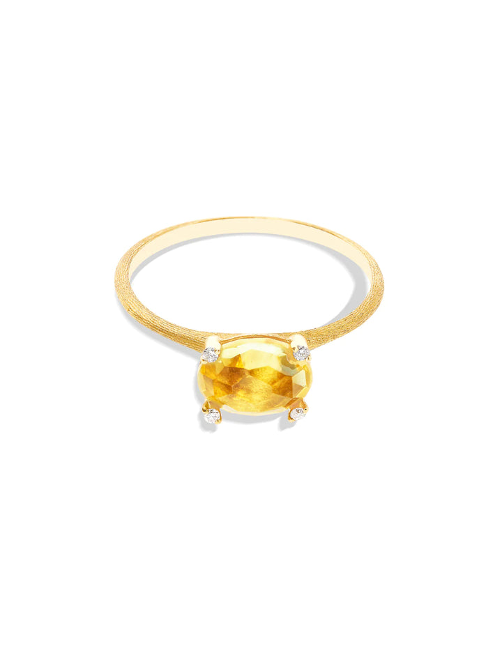 "IPANEMA " GOLD, CITRINE QUARTZ AND DIAMONDS RING