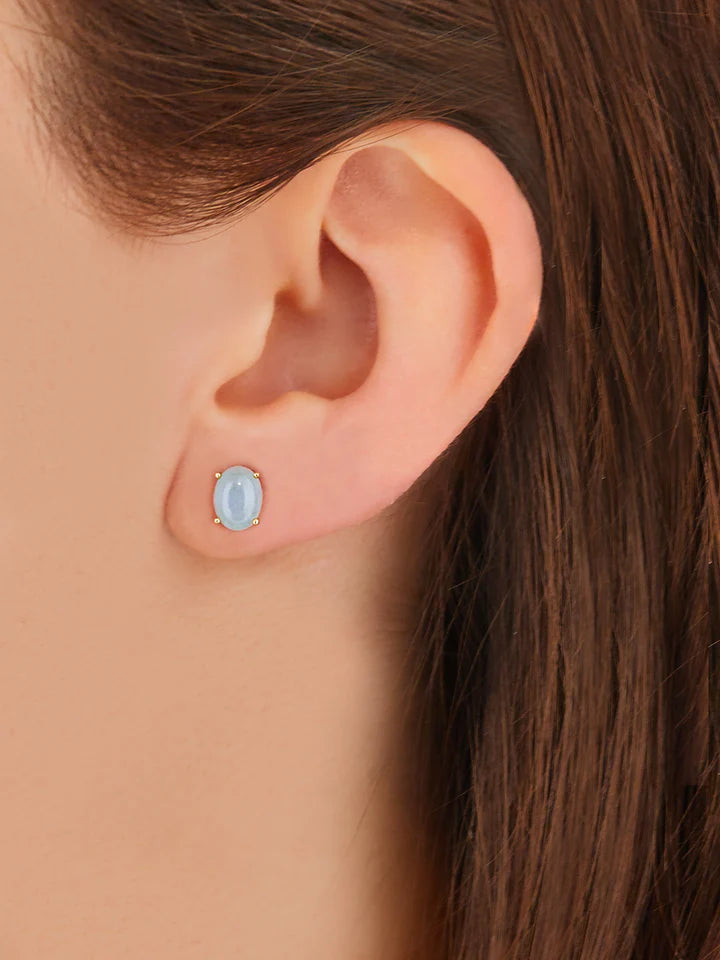 "AZURE" GOLD AND AQUAMARINE STUD EARRINGS (SMALL)