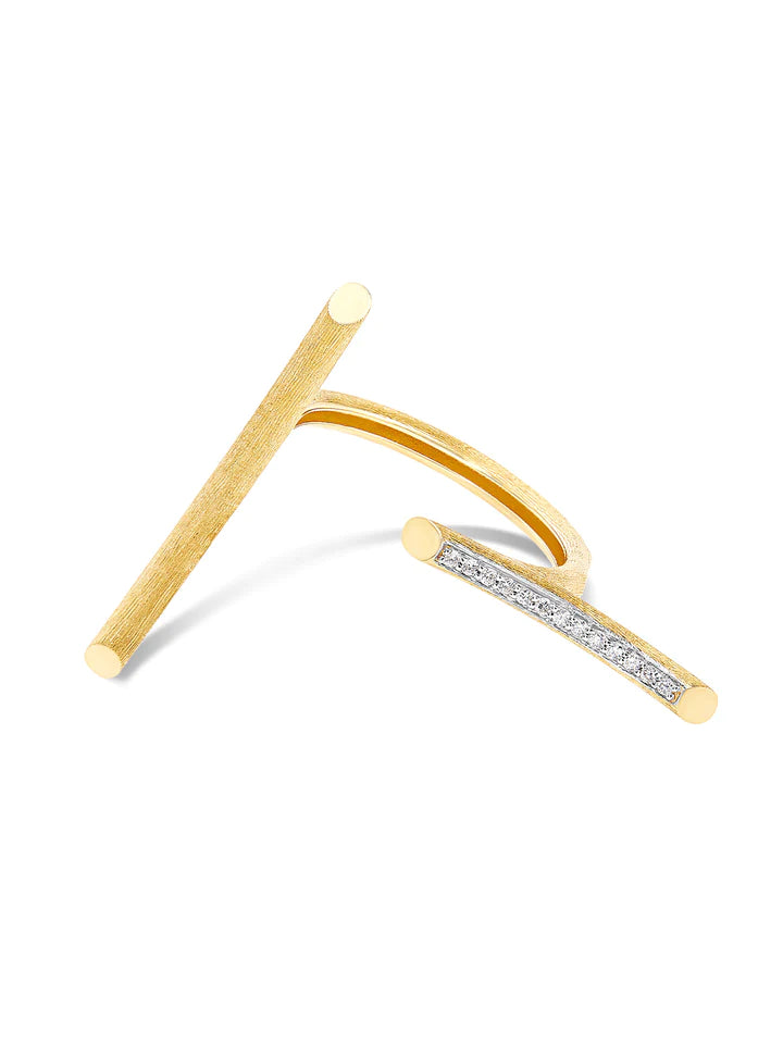 "LIBERA" GOLD AND DIAMONDS DOUBLE FACE RING