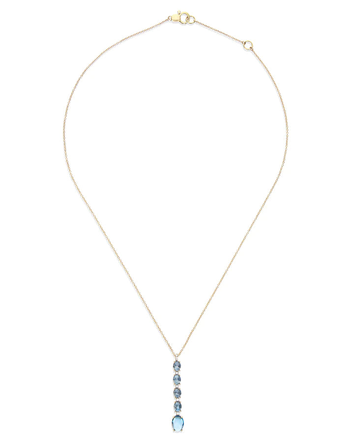 "AZURE" GOLD, DIAMONDS AND LONDON BLUE TOPAZ DAINTY LONG NECKLACE