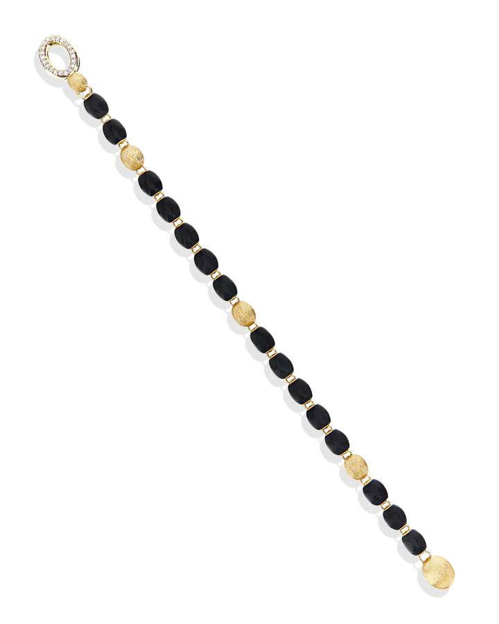 "IVY" BLACK ONYX BRACELET WITH GOLD BOULES AND DIAMONDS