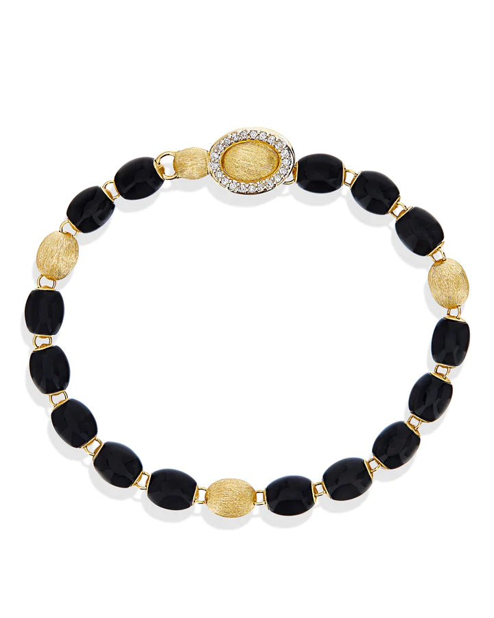 "IVY" BLACK ONYX BRACELET WITH GOLD BOULES AND DIAMONDS