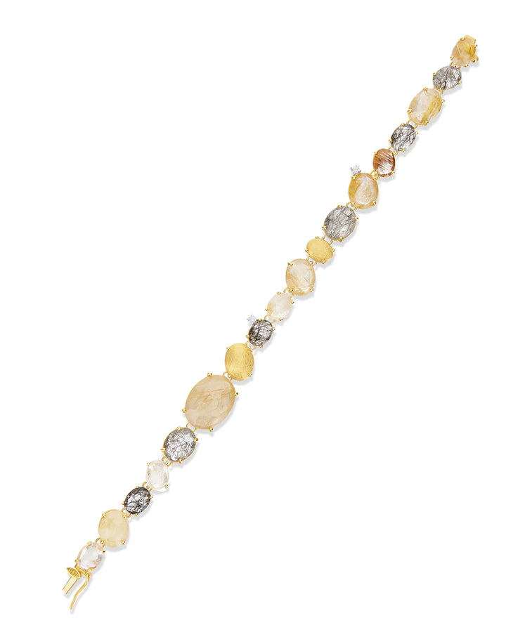 "IPANEMA" RUTILATED QUARTZ, DIAMONDS AND GOLD BRACELET