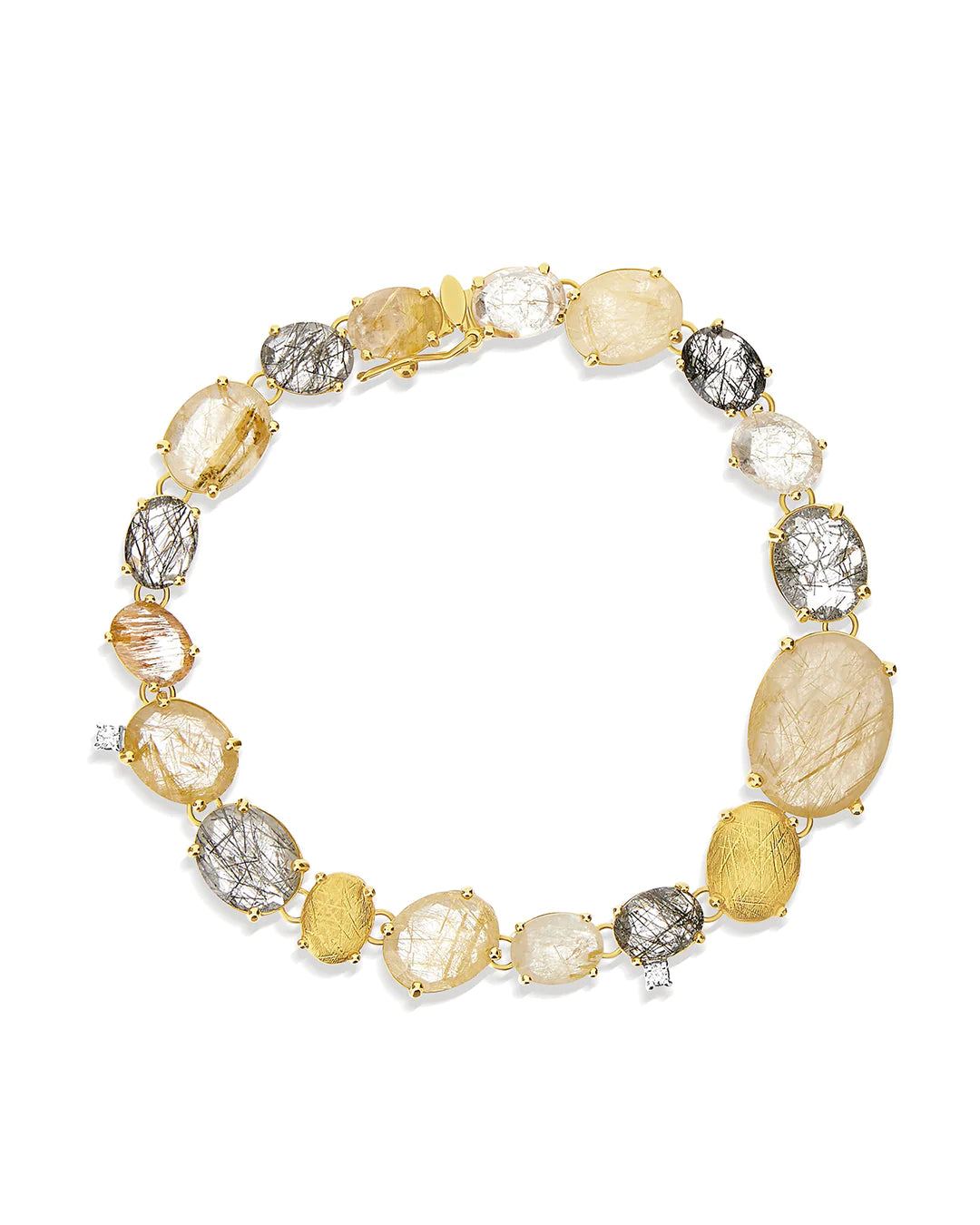 "IPANEMA" RUTILATED QUARTZ, DIAMONDS AND GOLD BRACELET