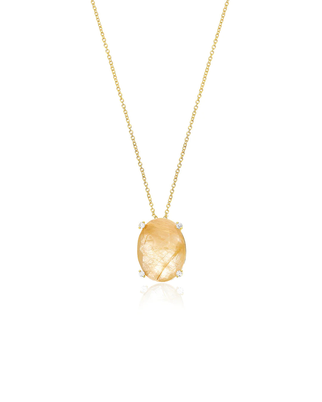 "IPANEMA" YELLOW RUTILATED QUARTZ, DIAMONDS AND 18KT GOLD PENDANT