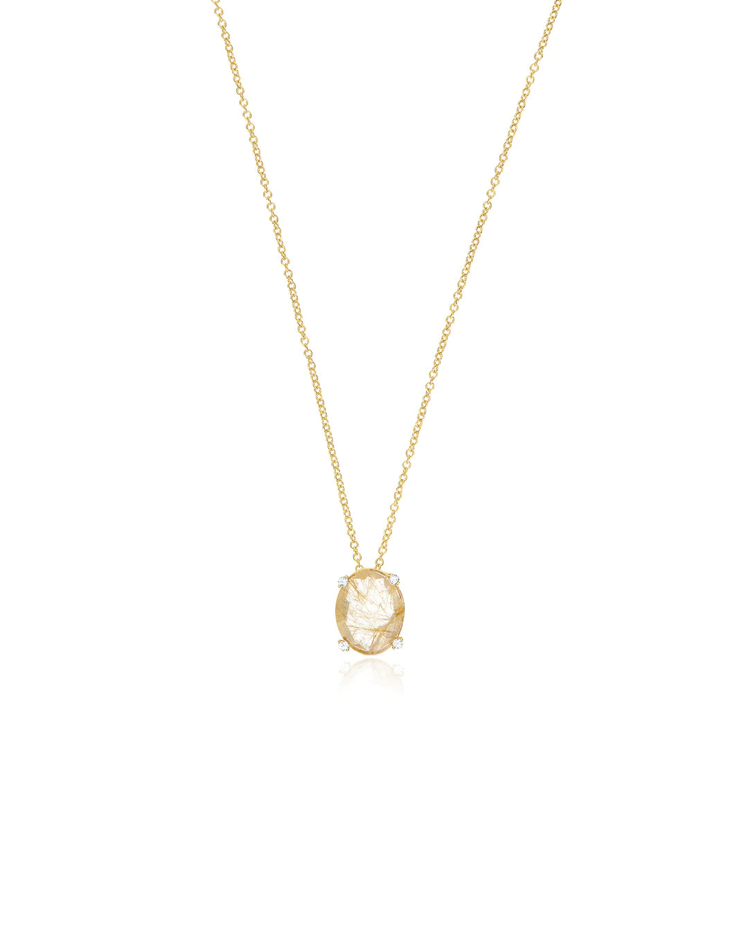 "IPANEMA" YELLOW RUTILATED QUARTZ, DIAMONDS AND 18KT GOLD TINY PENDANT